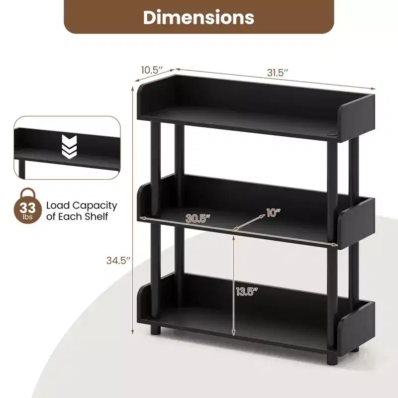 Étagère à 3 niveaux avec kit anti-basculement, style industriel