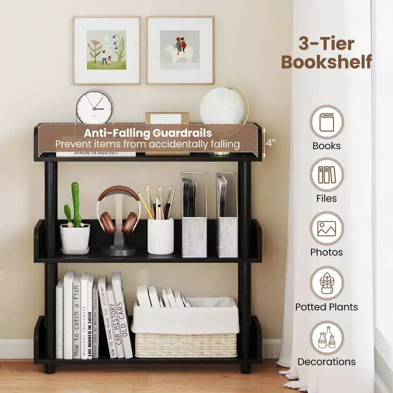 Étagère à 3 niveaux avec kit anti-basculement, style industriel