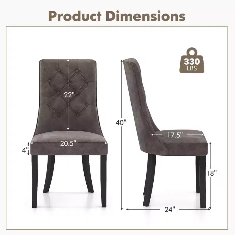 Chaises de salle à manger capitonnées avec dossier haut, pieds en bois d'hévéa, assise rembourrée