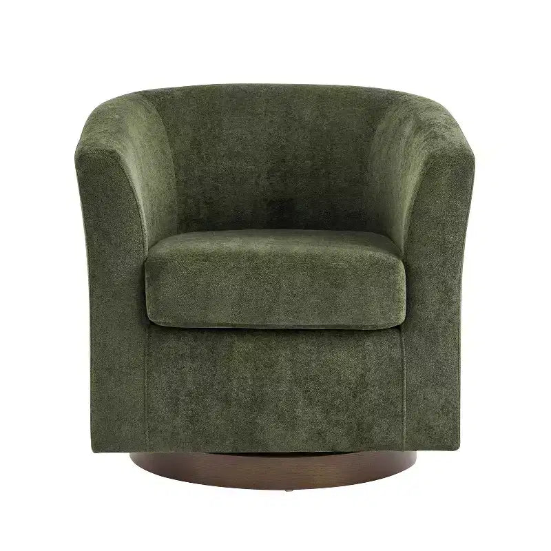 Fauteuil d'appoint moderne en bois pivotant à 360° avec revêtement en velours