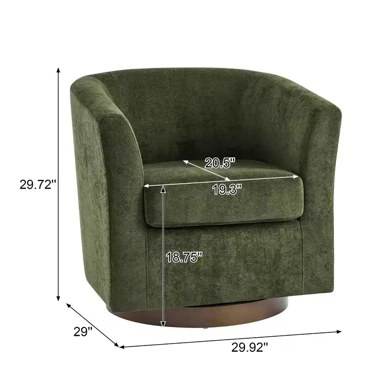 Fauteuil d'appoint moderne en bois pivotant à 360° avec revêtement en velours