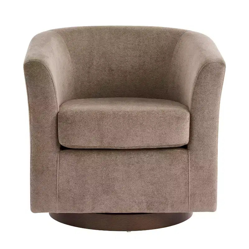 Fauteuil d'appoint moderne en bois pivotant à 360° avec revêtement en velours