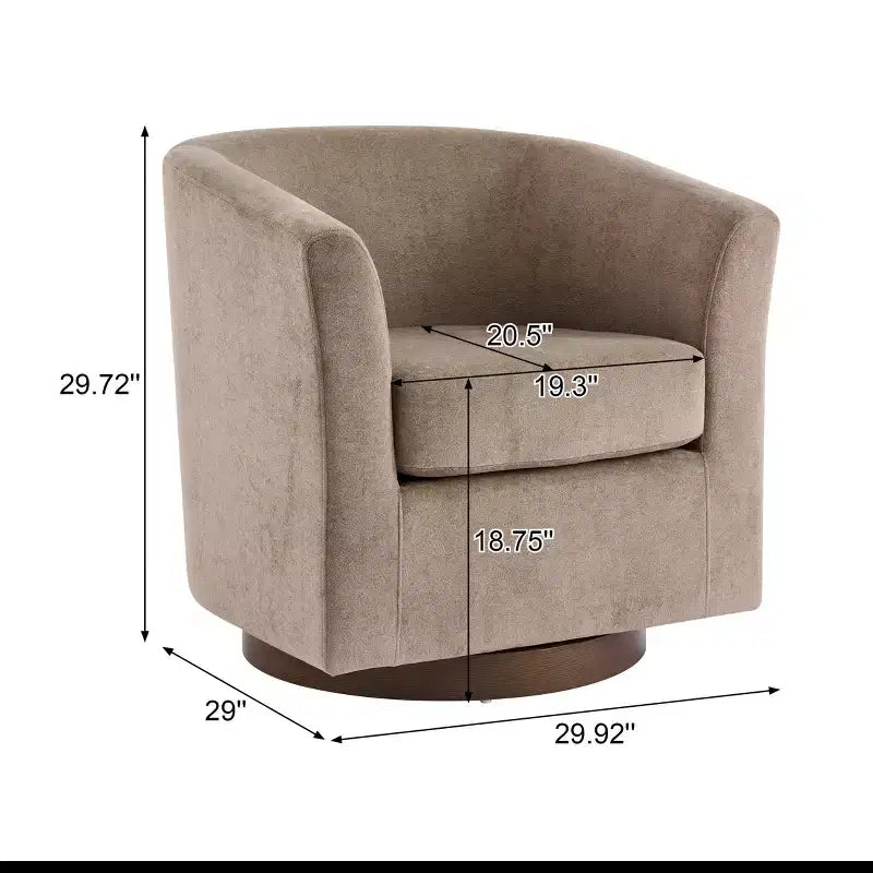 Fauteuil d'appoint moderne en bois pivotant à 360° avec revêtement en velours