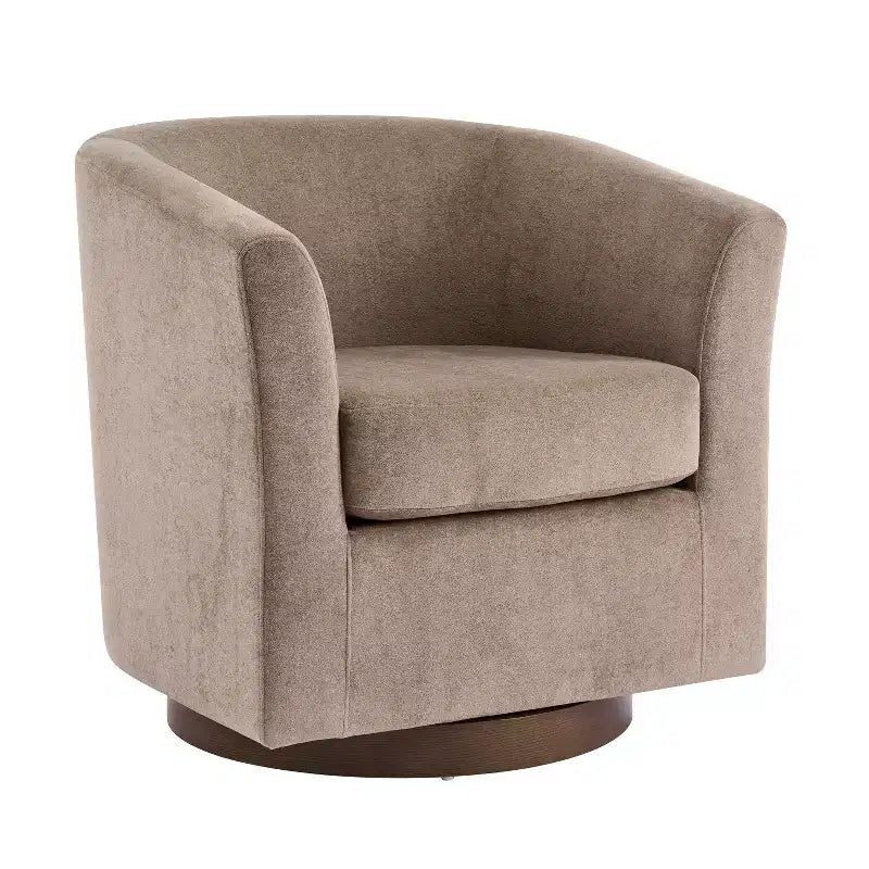 Fauteuil d'appoint moderne en bois pivotant à 360° avec revêtement en velours