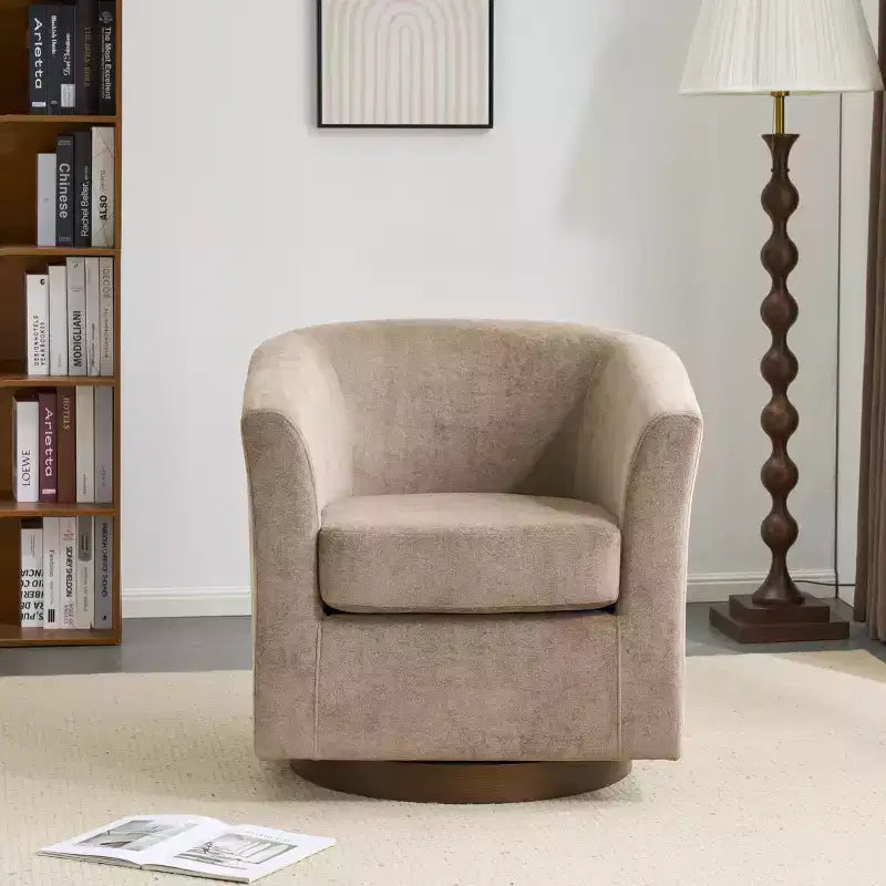 Christopher Knight Home Harlow Modern Wooden 360 Swivel Velvet Upholstered Accent Chair