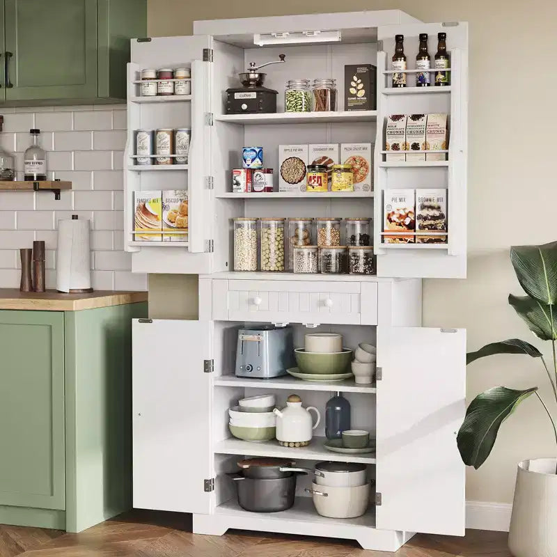 Meuble de Rangement de Cuisine avec Portes et Étagères, Garde-Manger