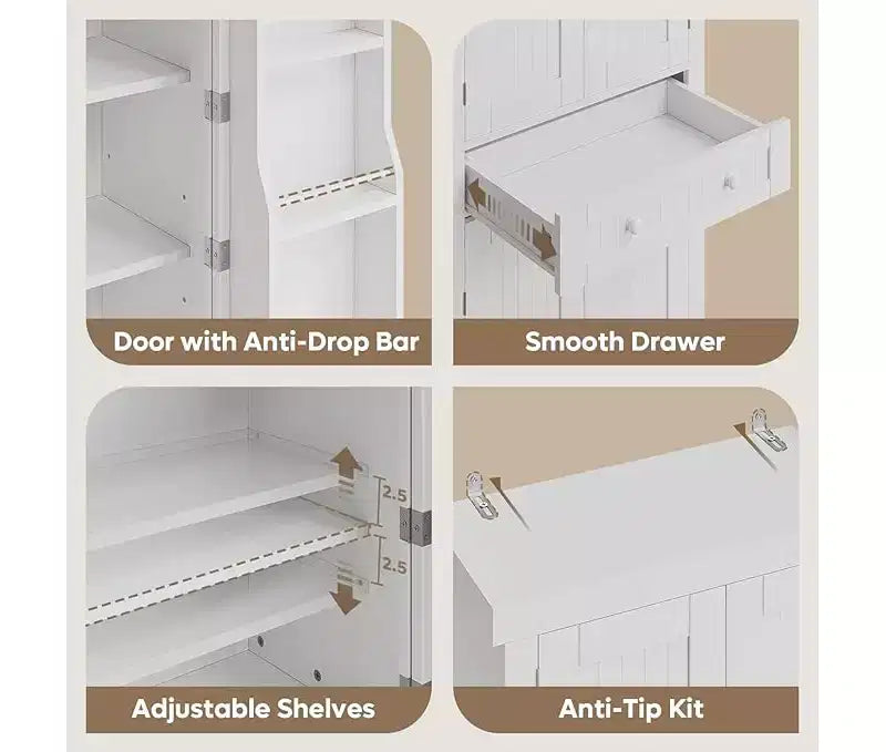 Meuble de Rangement de Cuisine avec Portes et Étagères, Garde-Manger