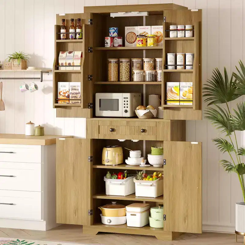 Meuble de Rangement de Cuisine avec Portes et Étagères, Garde-Manger