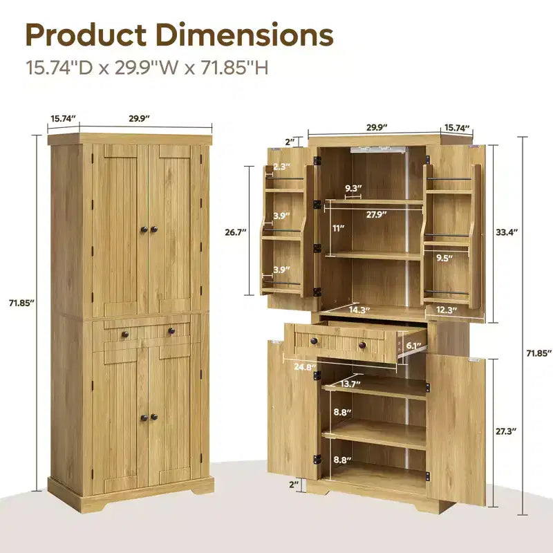 Meuble de Rangement de Cuisine avec Portes et Étagères, Garde-Manger
