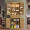 Bestier 72 Tall Kitchen Pantry Storage Cabinet with Doors and Shelves, Food Pantry Cabinet with Motion Sensor Light