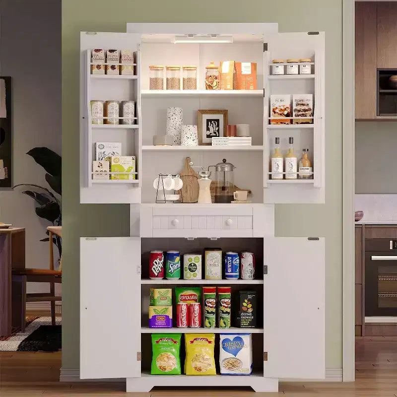 Meuble de Rangement de Cuisine avec Portes et Étagères, Garde-Manger