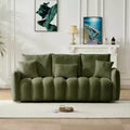 MAYEERTY 78 inch Premium Teddy Fabric Sofa with 3 Back Pillows and 3 Back Cushions Solid Wood Frame 3 Seat Sofa with Oversized Upholstered Chair Green