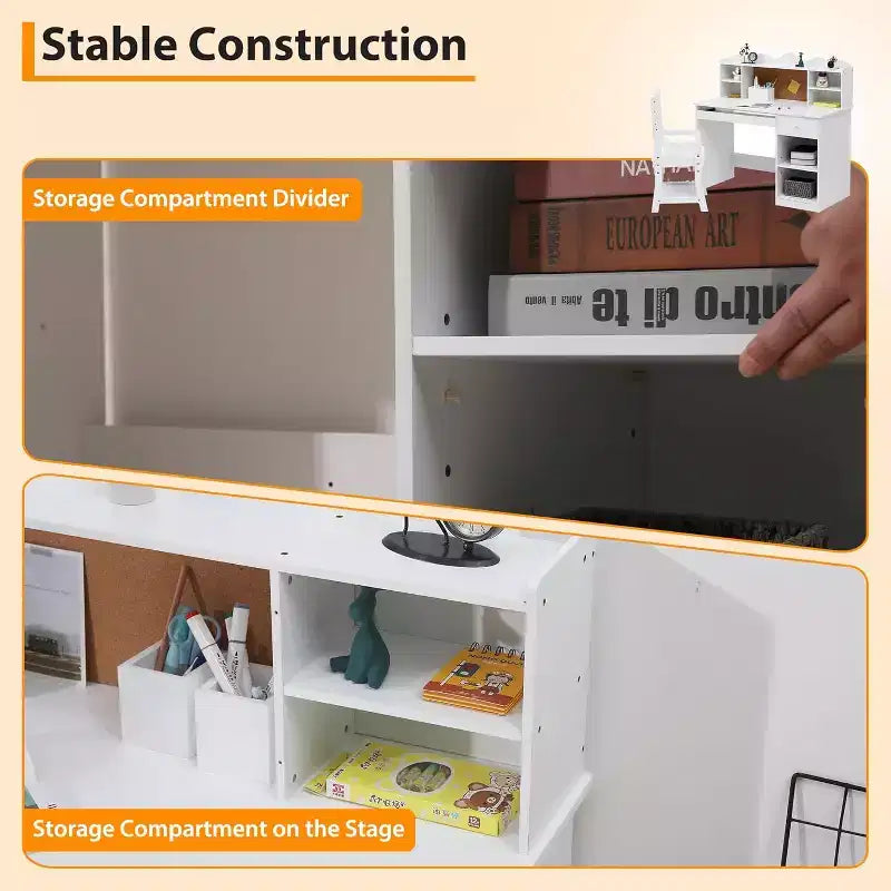 Bureau et chaise pour enfants, table d'étude réglable avec étagère, bureau d'étudiant