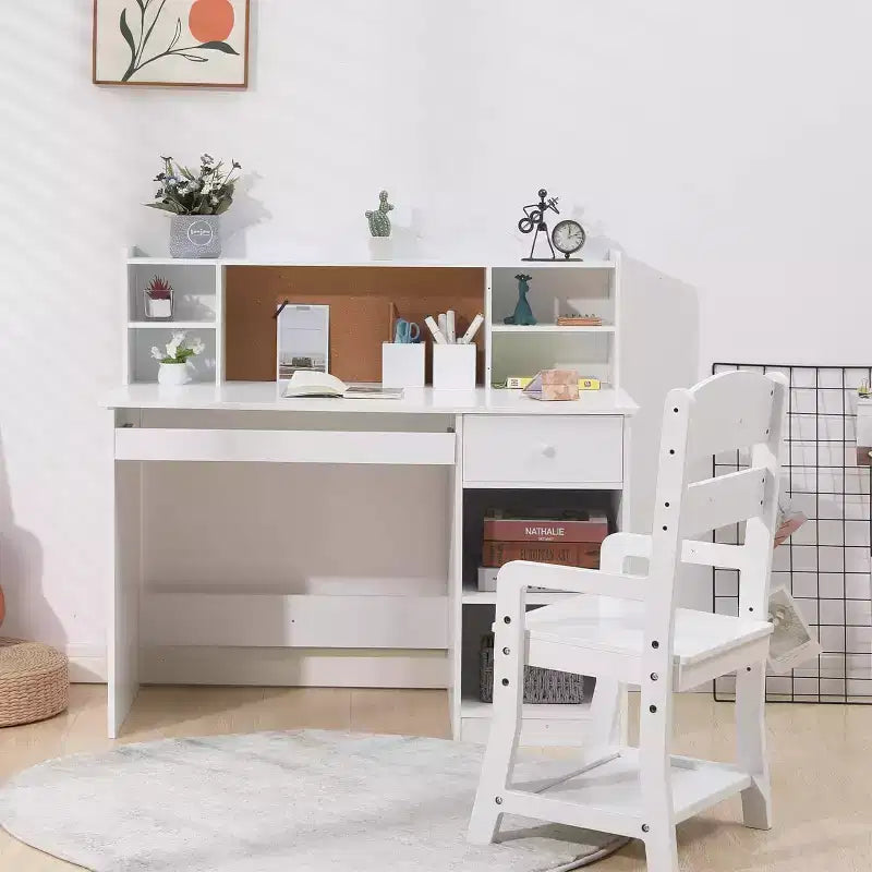 Bureau et chaise pour enfants, table d'étude réglable avec étagère, bureau d'étudiant