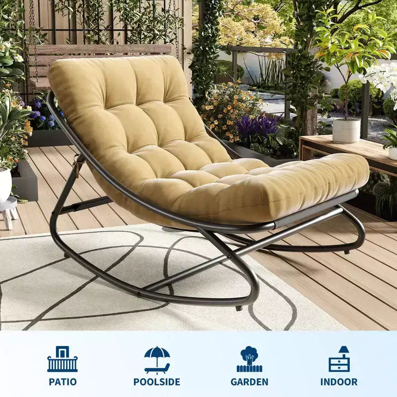 Fauteuil à bascule avec coussin, Fauteuil à bascule d'extérieur surdimensionné