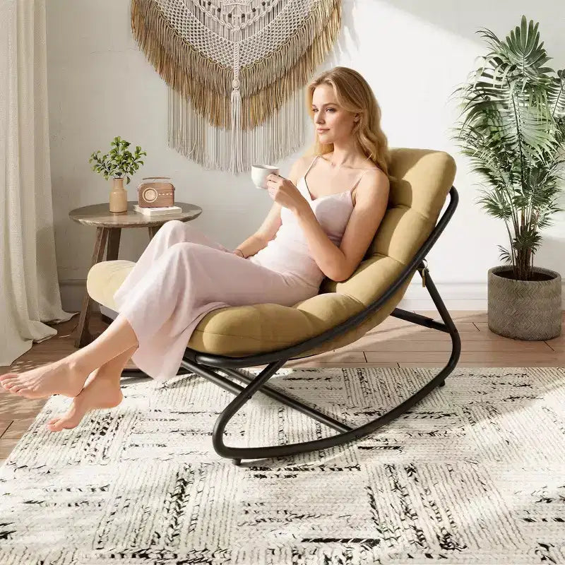Fauteuil à bascule avec coussin, Fauteuil à bascule d'extérieur surdimensionné