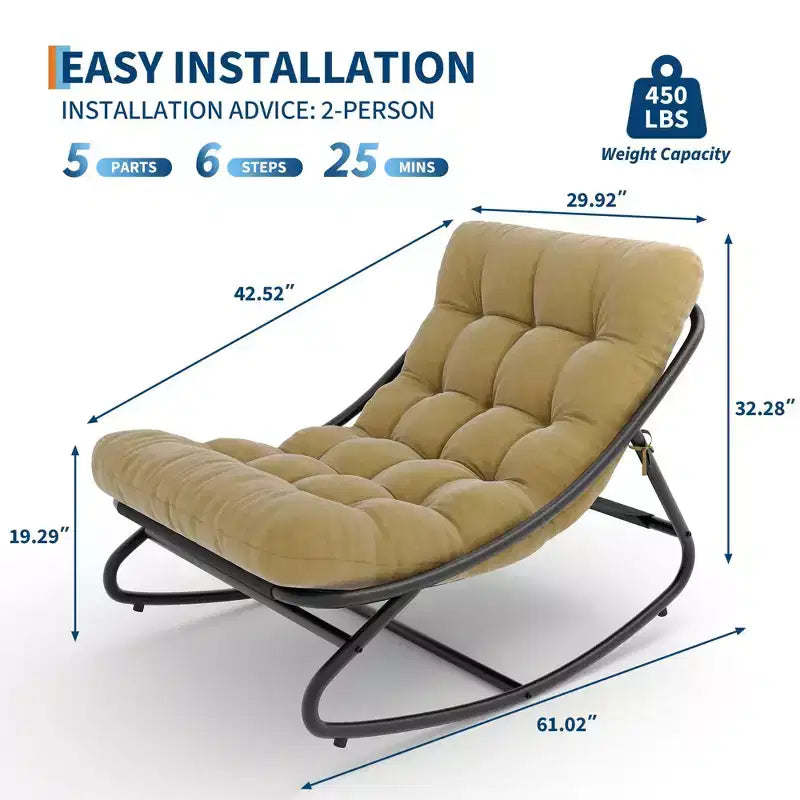 Fauteuil à bascule avec coussin, Fauteuil à bascule d'extérieur surdimensionné