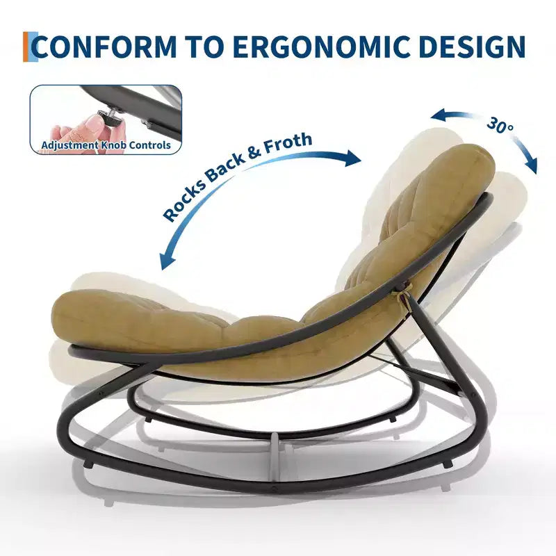 Fauteuil à bascule avec coussin, Fauteuil à bascule d'extérieur surdimensionné