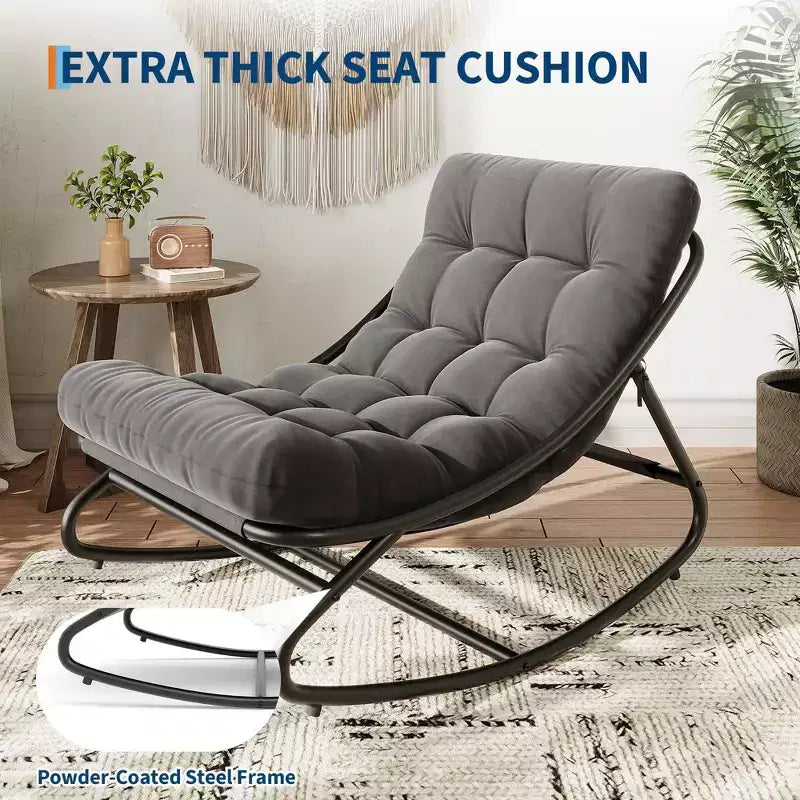 Fauteuil à bascule avec coussin, Fauteuil à bascule d'extérieur surdimensionné