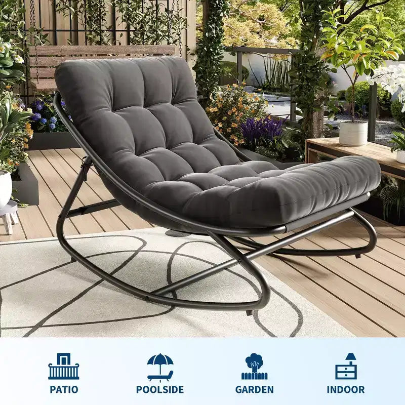 Fauteuil à bascule avec coussin, Fauteuil à bascule d'extérieur surdimensionné