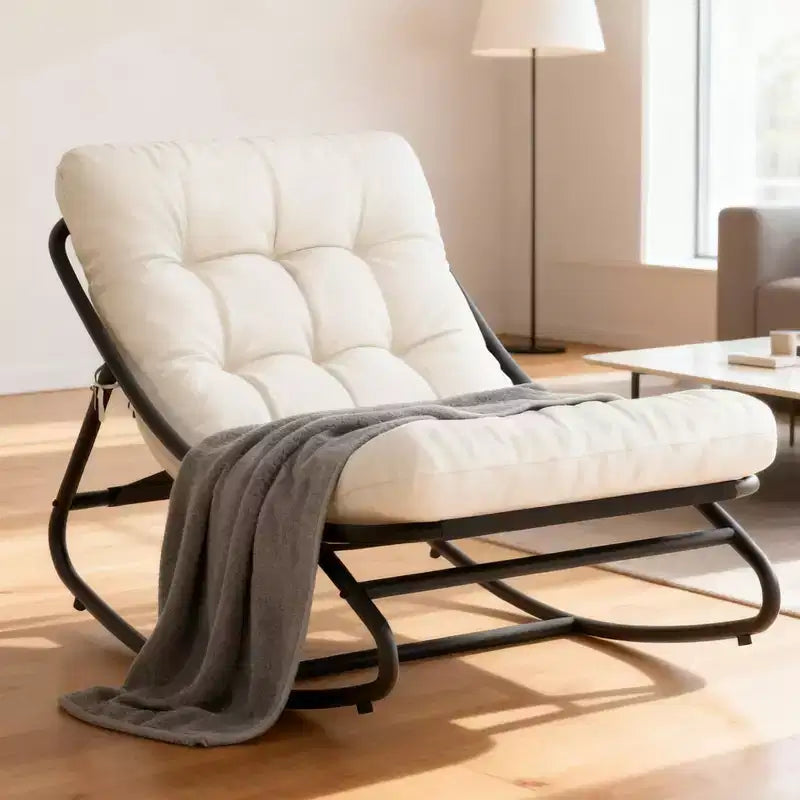 Fauteuil à bascule avec coussin, Fauteuil à bascule d'extérieur surdimensionné