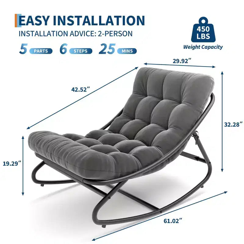 Fauteuil à bascule avec coussin, Fauteuil à bascule d'extérieur surdimensionné