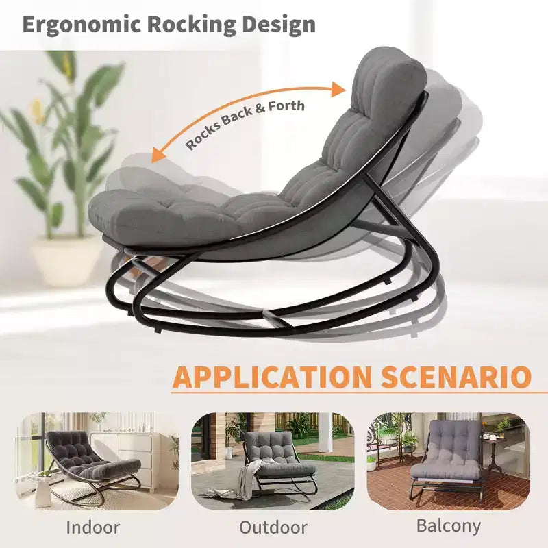 Fauteuil à bascule avec coussin, Fauteuil à bascule d'extérieur surdimensionné