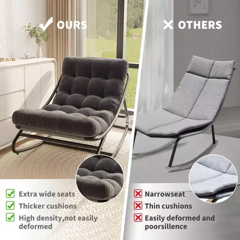 Fauteuil à bascule avec coussin, Fauteuil à bascule d'extérieur surdimensionné