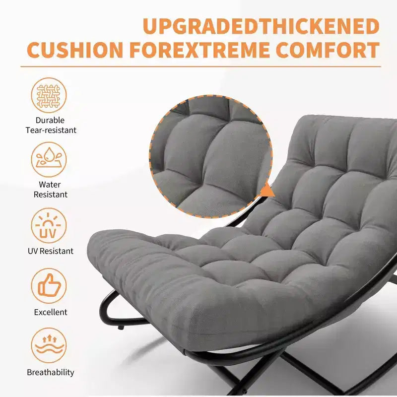 Fauteuil à bascule avec coussin, Fauteuil à bascule d'extérieur surdimensionné