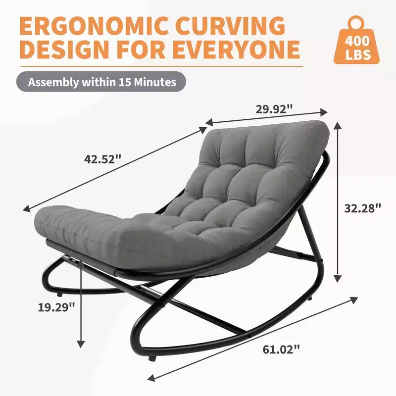 Fauteuil à bascule avec coussin, Fauteuil à bascule d'extérieur surdimensionné
