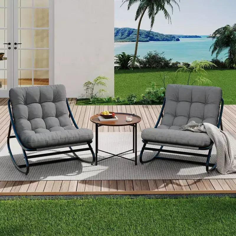 Fauteuil à bascule avec coussin, Fauteuil à bascule d'extérieur surdimensionné