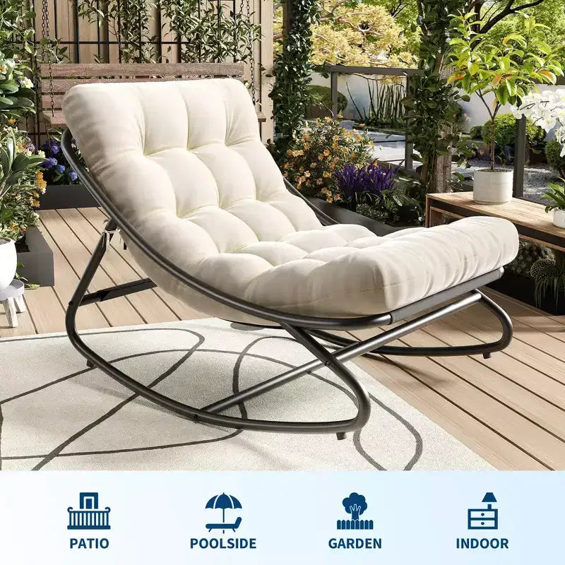 Fauteuil à bascule avec coussin, Fauteuil à bascule d'extérieur surdimensionné