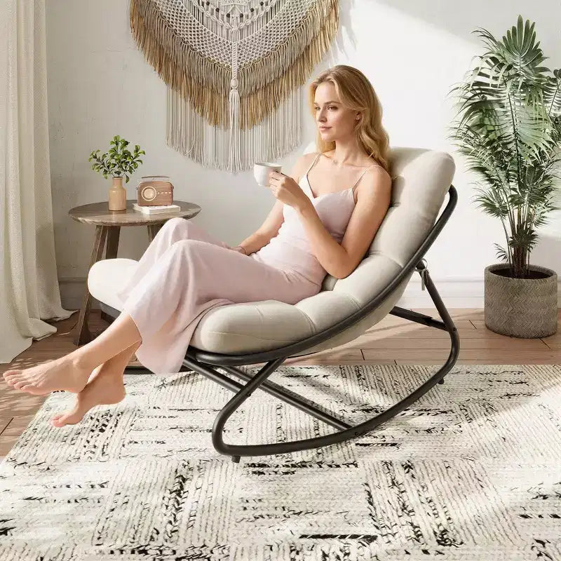 Fauteuil à bascule avec coussin, Fauteuil à bascule d'extérieur surdimensionné