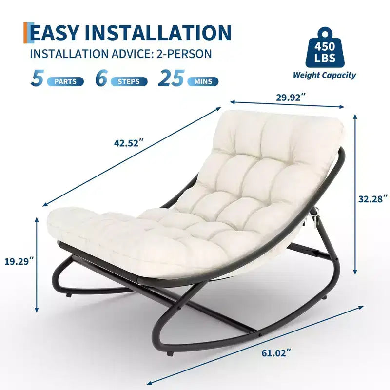 Fauteuil à bascule avec coussin, Fauteuil à bascule d'extérieur surdimensionné