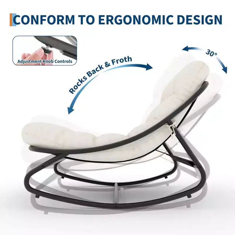 Fauteuil à bascule avec coussin, Fauteuil à bascule d'extérieur surdimensionné