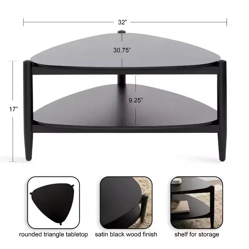 Table basse en bois, 32x31x17, Noir