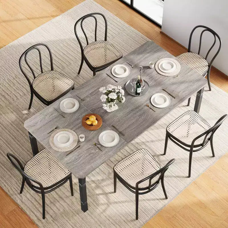 79 Grande table de salle à manger industrielle pour 6-8 personnes Table de cuisine rectangulaire en bois Table à manger moderne de style ferme
