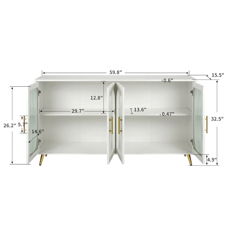 60 TV Stand with Storage Cabinet & Adjustable Shelves for 65 TVs