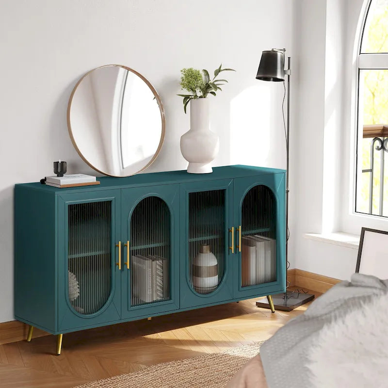 60 TV Stand with Storage Cabinet & Adjustable Shelves for 65 TVs