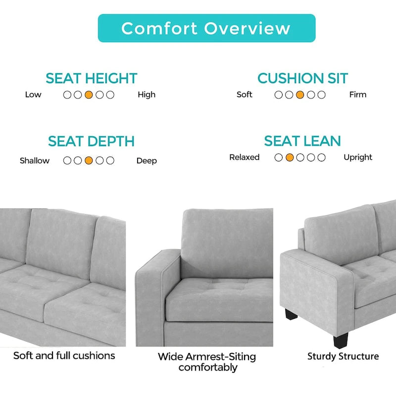 Orisfur. Sectional Corner Sofa L-shape Couch Space Saving with Storage Ottoman & Cup Holders Design