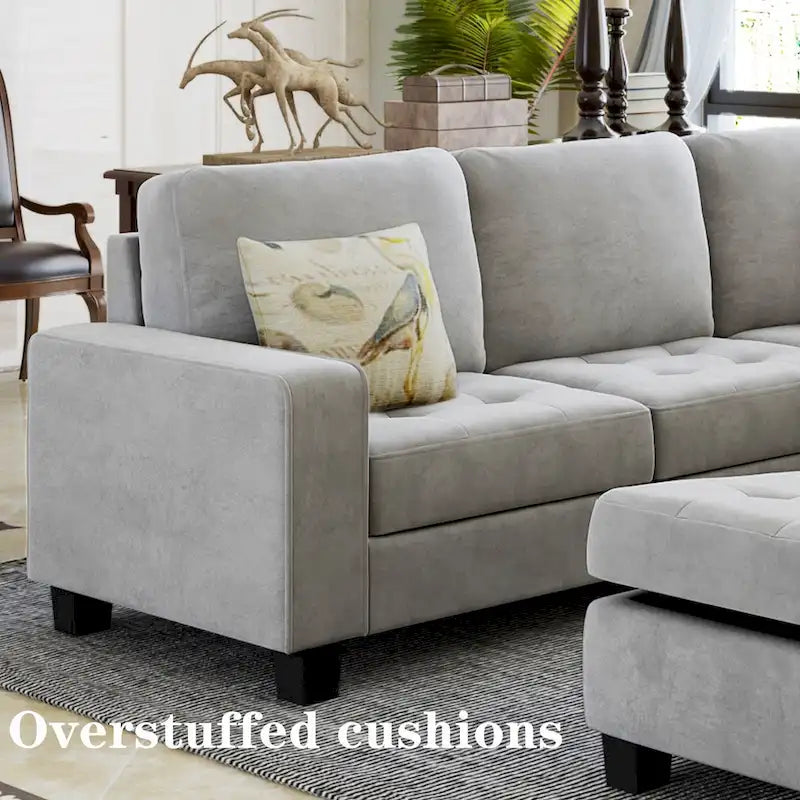 Orisfur. Sectional Corner Sofa L-shape Couch Space Saving with Storage Ottoman & Cup Holders Design