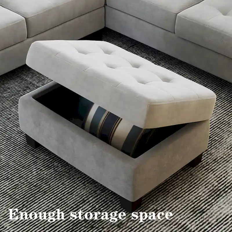 Orisfur. Sectional Corner Sofa L-shape Couch Space Saving with Storage Ottoman & Cup Holders Design