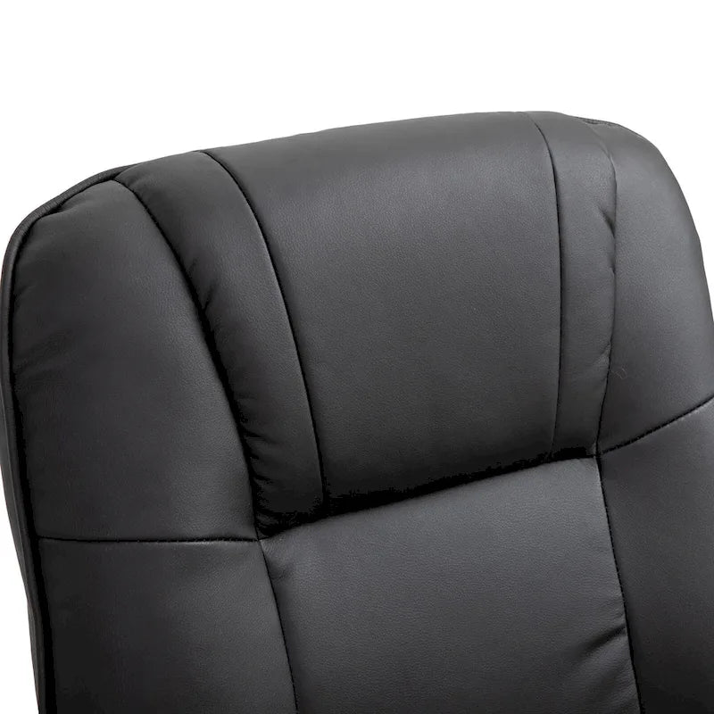 Faux Leather Manual Swivel Recliner Chair with Footrest, Armrest and Wrapped Wood Base