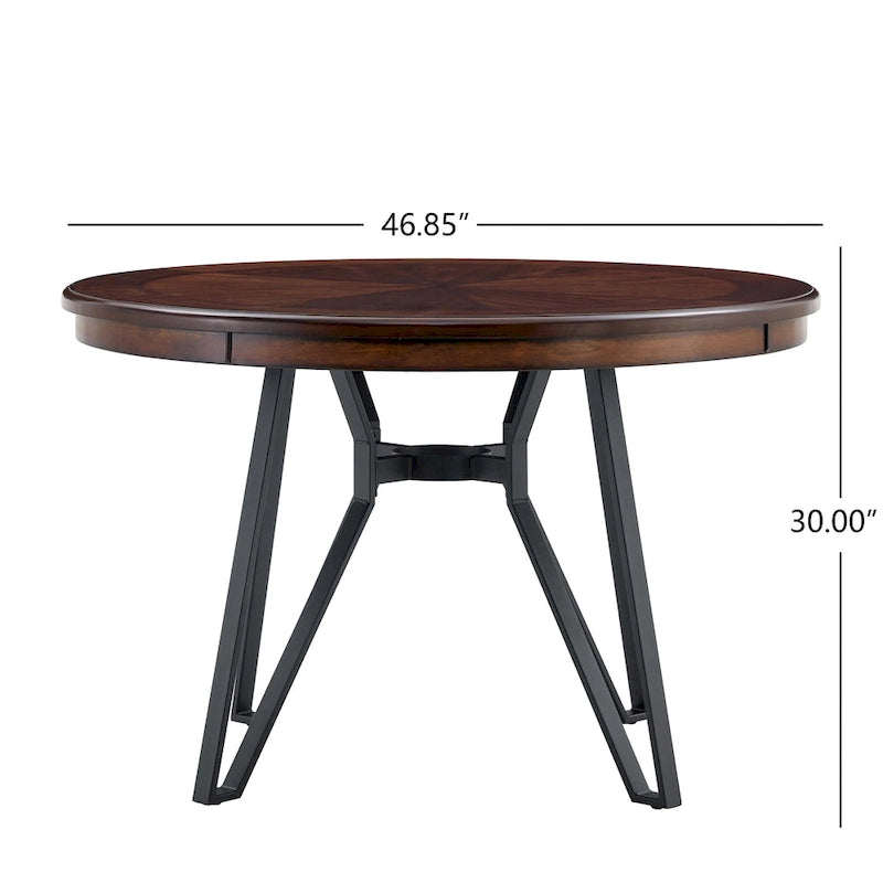 Christopher Knight Home Round Dining Table with Metal Base - 46.85 W x 46.85 D x 30 H