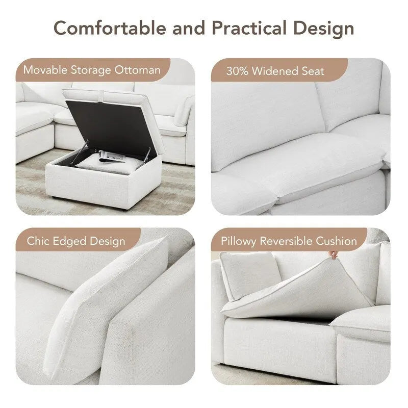 Cypress L-shape Sectional Couches Modular Sofa with Ottoman