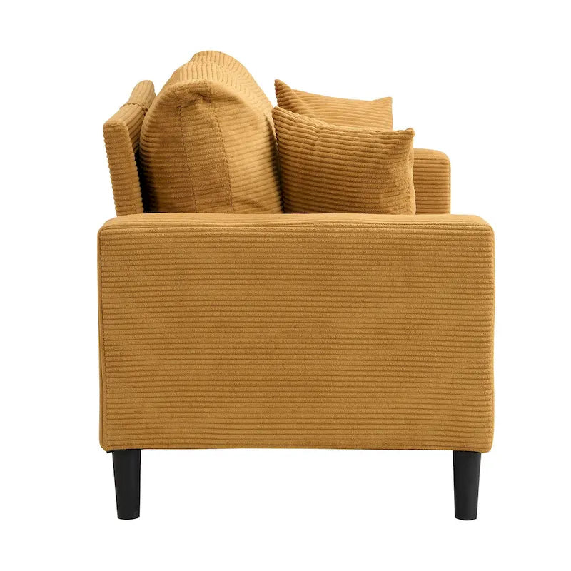5-Seat Corduroy Sofa Set (3-Seater + 2-Seater) with High-Density Sponge Cushions & Sturdy Hardwood Frame