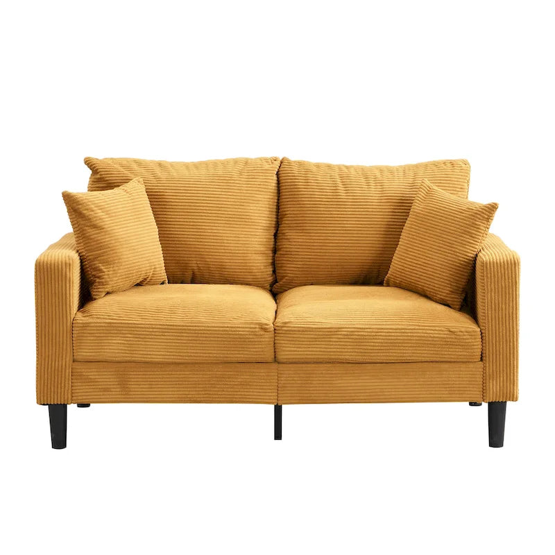 5-Seat Corduroy Sofa Set (3-Seater + 2-Seater) with High-Density Sponge Cushions & Sturdy Hardwood Frame