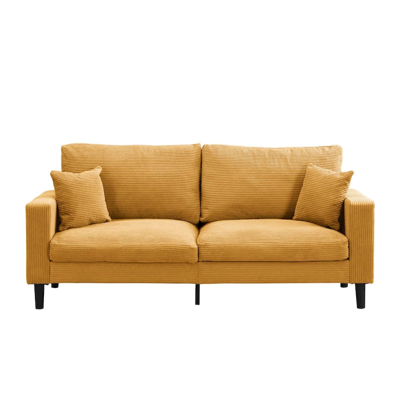 5-Seat Corduroy Sofa Set (3-Seater + 2-Seater) with High-Density Sponge Cushions & Sturdy Hardwood Frame
