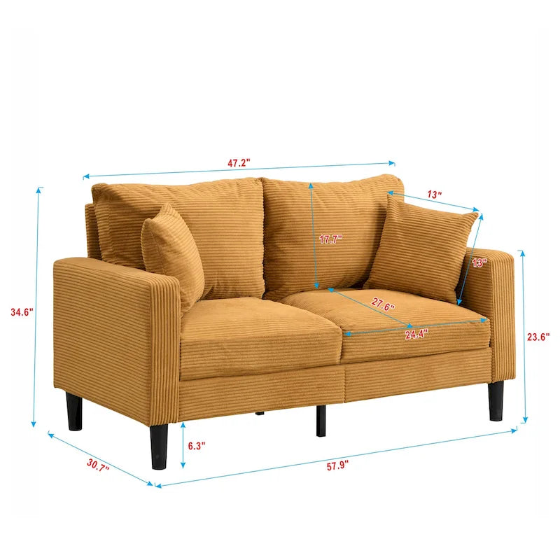 5-Seat Corduroy Sofa Set (3-Seater + 2-Seater) with High-Density Sponge Cushions & Sturdy Hardwood Frame