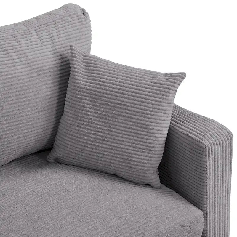 5-Seat Corduroy Sofa Set (3-Seater + 2-Seater) with High-Density Sponge Cushions & Sturdy Hardwood Frame
